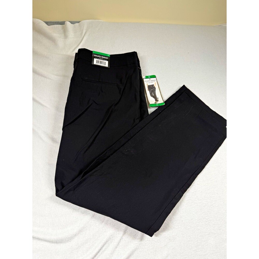 Hilary Radley Womens Dress Pants XL Black Twill Stretch Pull On Slim Leg NEW 496